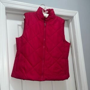 Raspberry quilted puffy vest